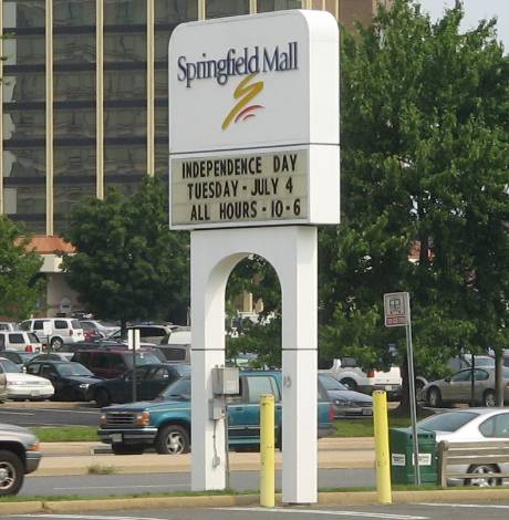 Springfield Mall sign in Springfield, Virginia