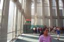 Waiting for the elevator to get to the observation deck, in the lobby of WTC 2 on 8/21/2001.