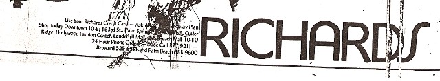 Richards Advertisement from the Miami Herald in 1980.
